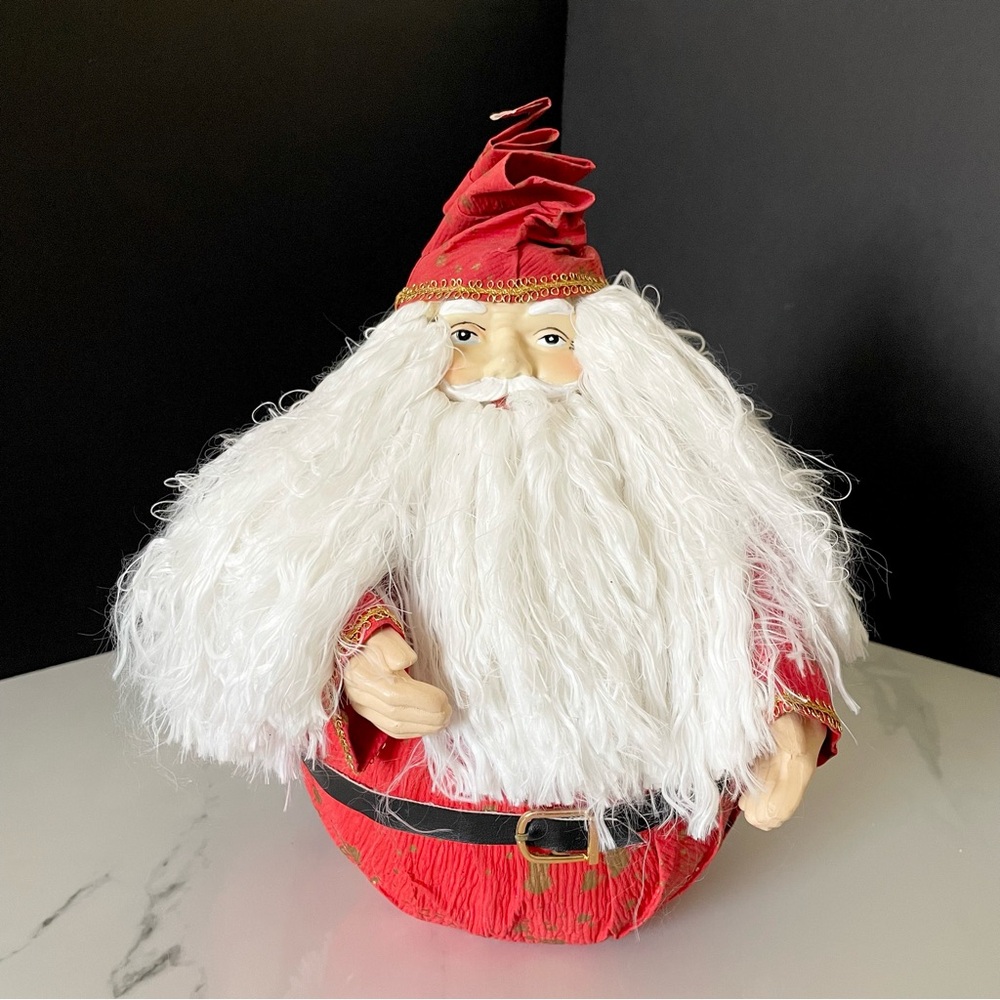 Vintage Roly Poly Long Haired Santa by Dept. 56